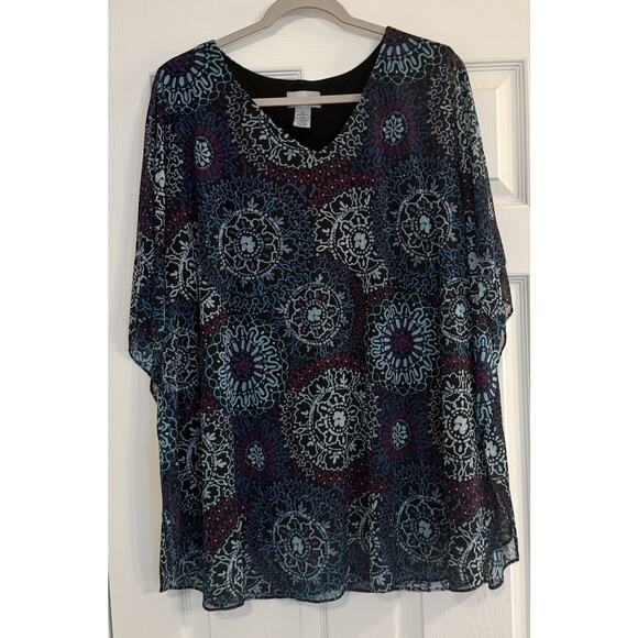 Catherine’s Women’s Tops 2X ~SET OF 3~ Bohemian Blouses Stretchy Flowy Cool EUC - Picture 3 of 16